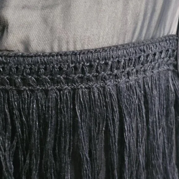 7th Avenue Black Sleeveless Sheer and Fringe Top - Picture 7 of 13